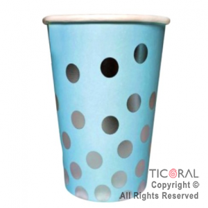 VASO POLIPAPEL CELESTE LUNARES PLATA STAMPING 266CC x 6 UNIDADES